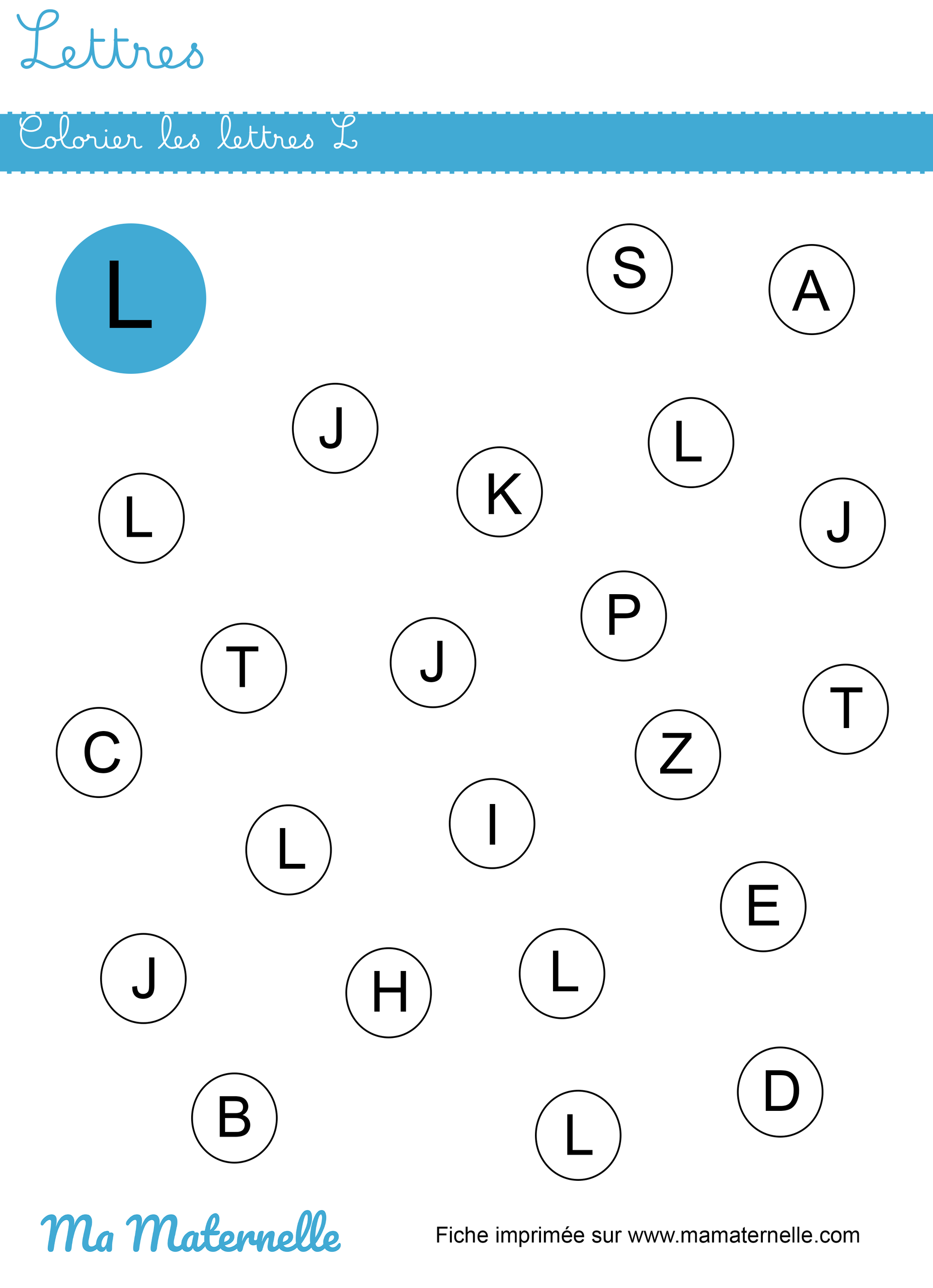 Petite section - Lettres : colorier les lettres