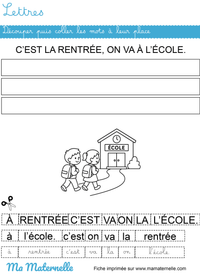 fiches rentrée enfant maternelle