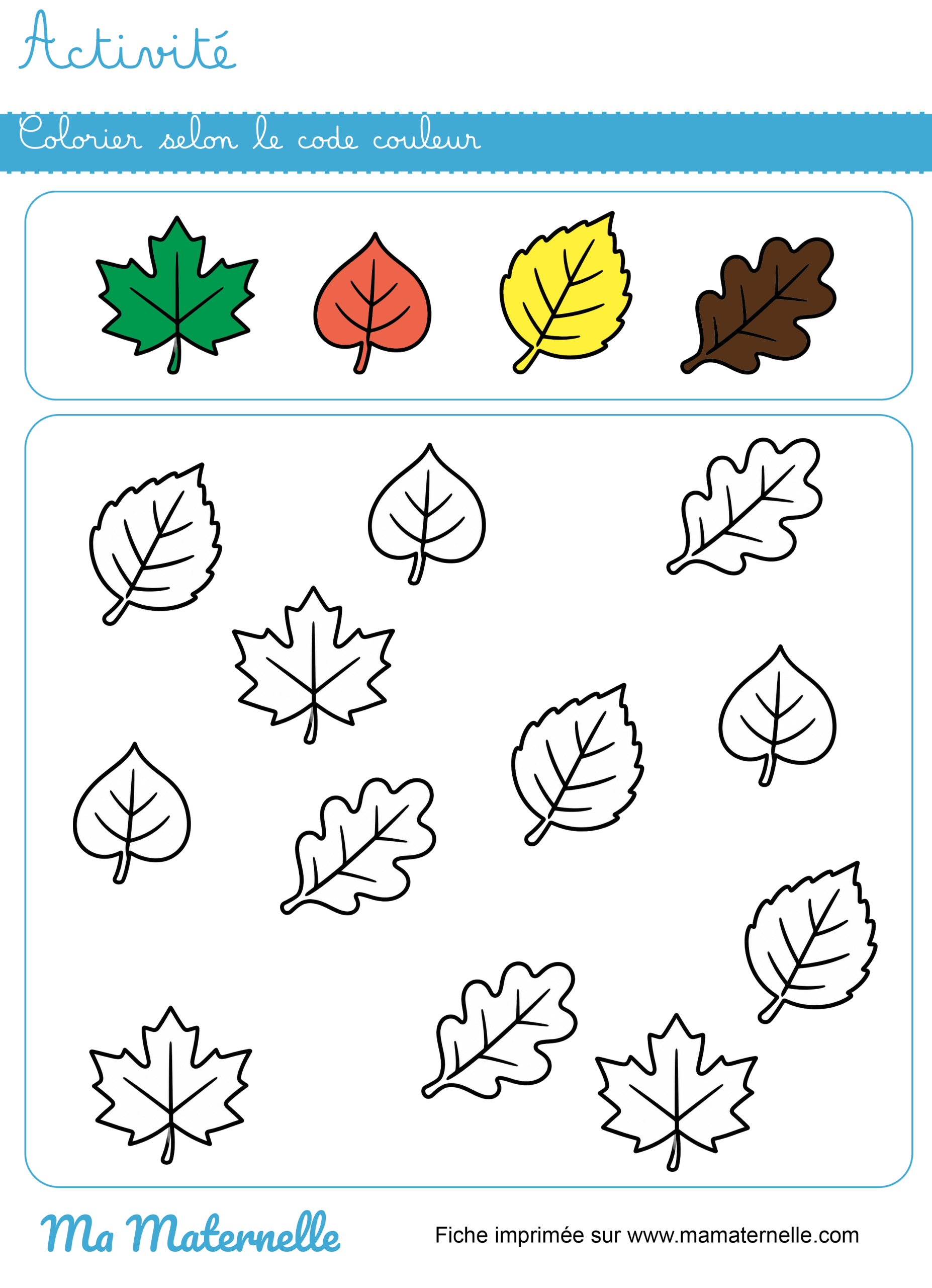 Activités - Activité : colorier selon le code couleur