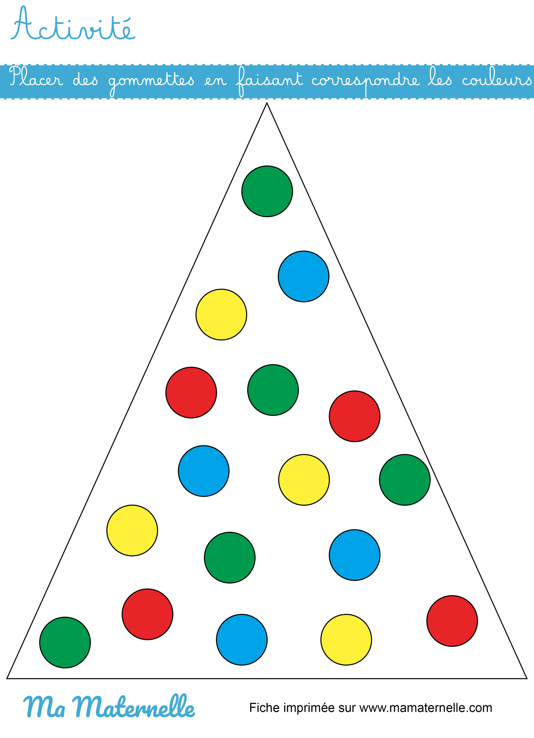 Activités - Activité : placer des gommettes en faisant correspondre les couleurs – version triangle