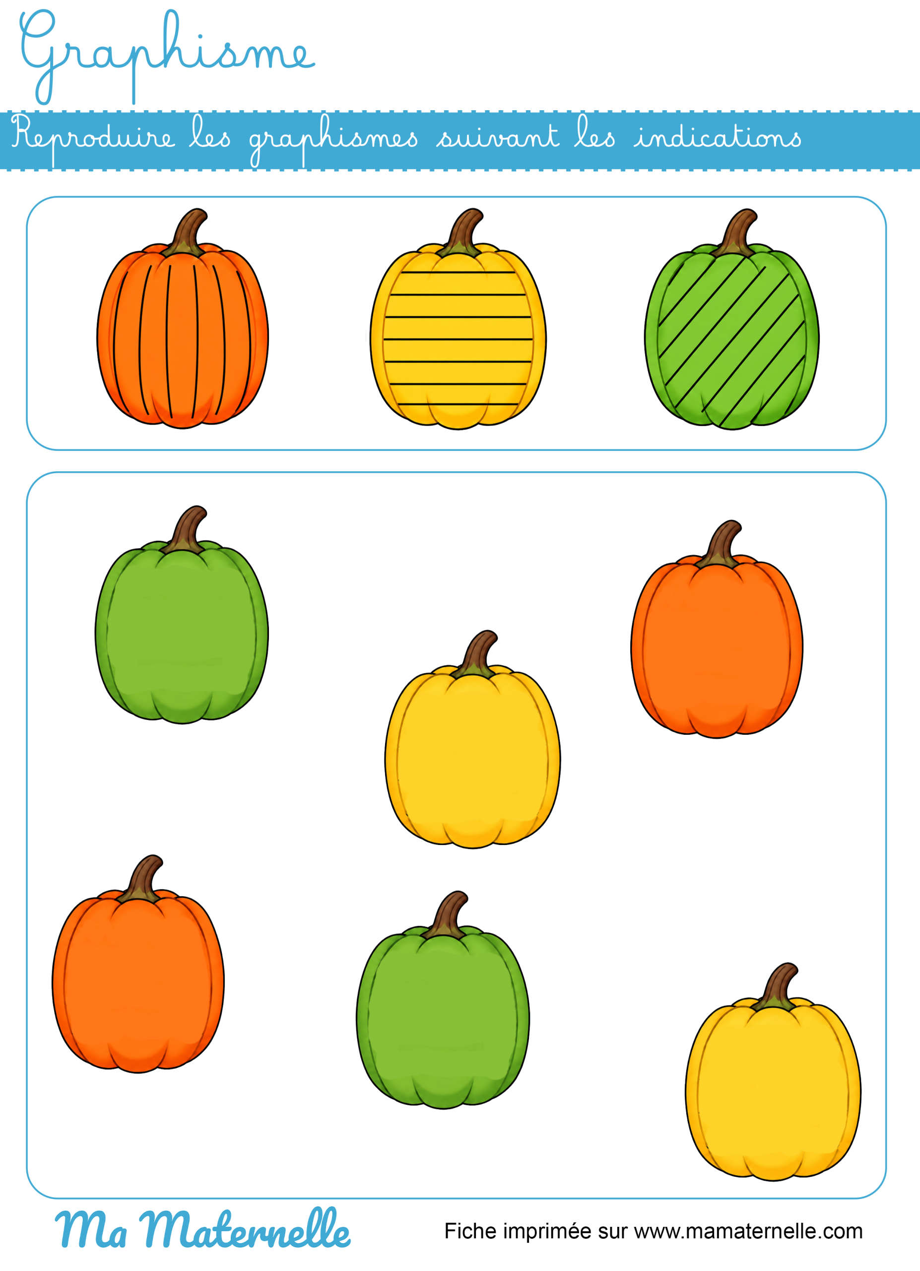 Grande section - Graphisme : reproduire les motifs sur les citrouilles