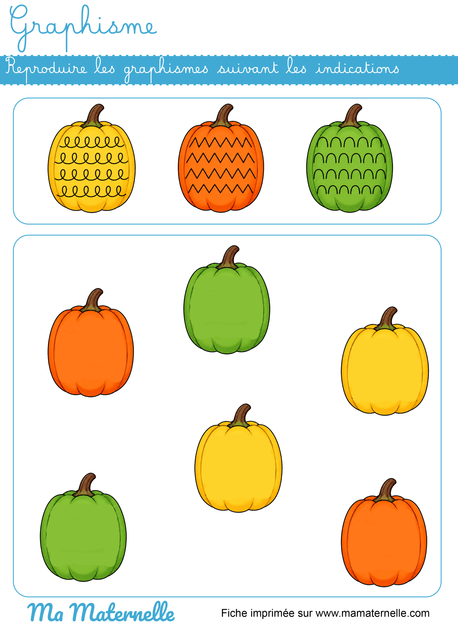 Grande section - Graphisme : reproduire les motifs sur les citrouilles