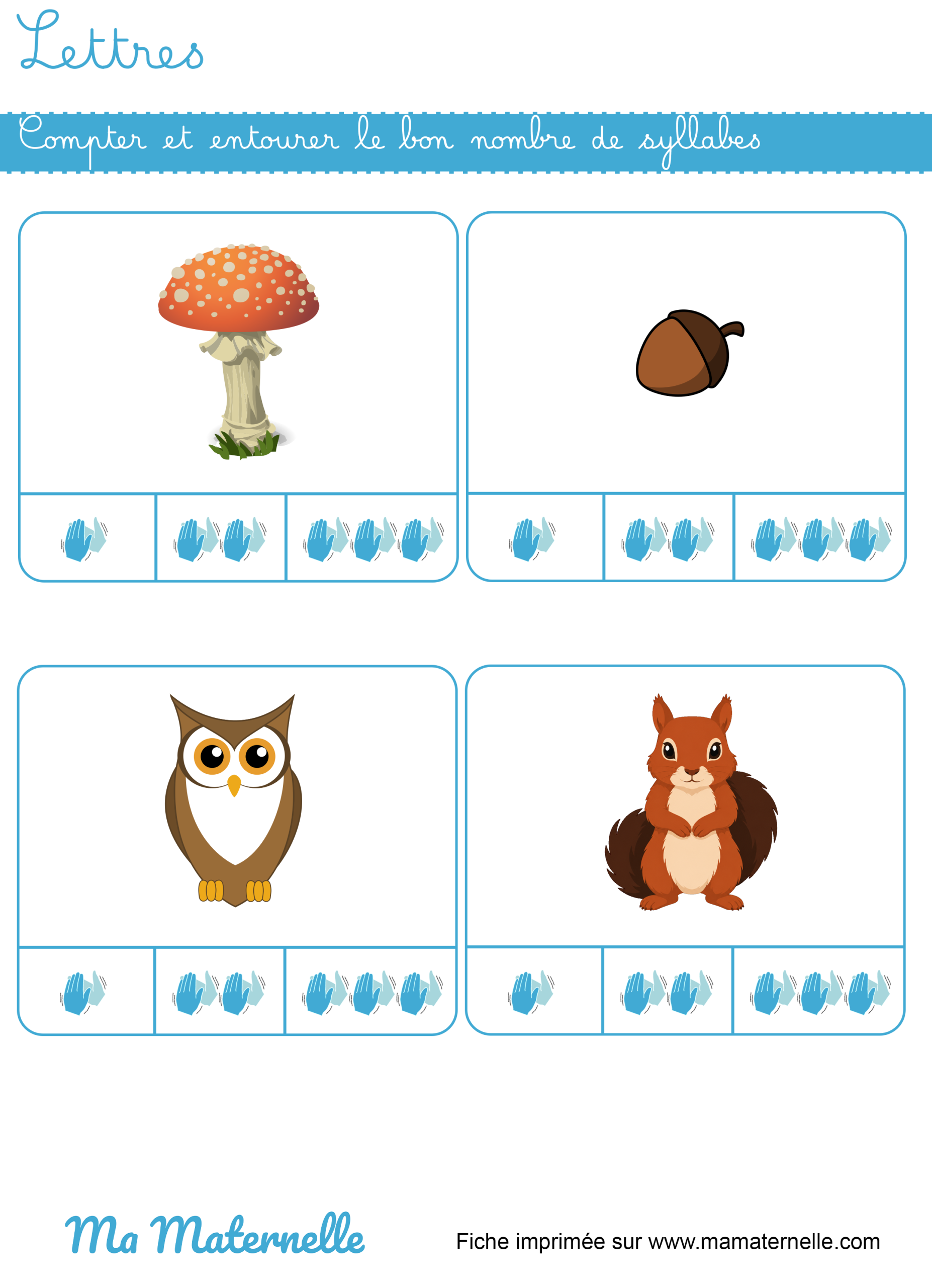Grande section - Lettres : compter les syllabes des mots de l’automne