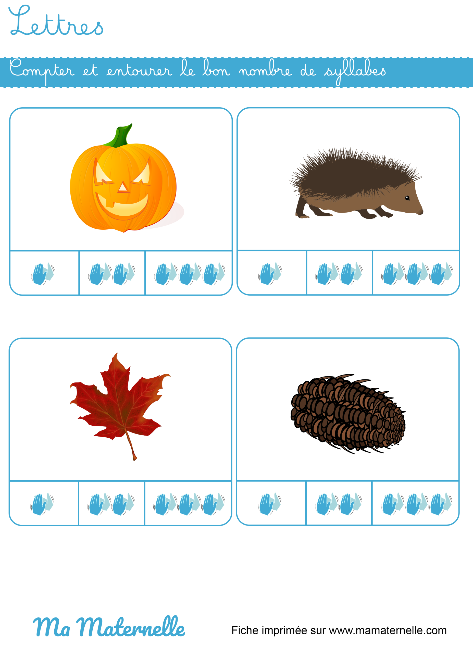 Grande section - Lettres : compter les syllabes des mots de l’automne