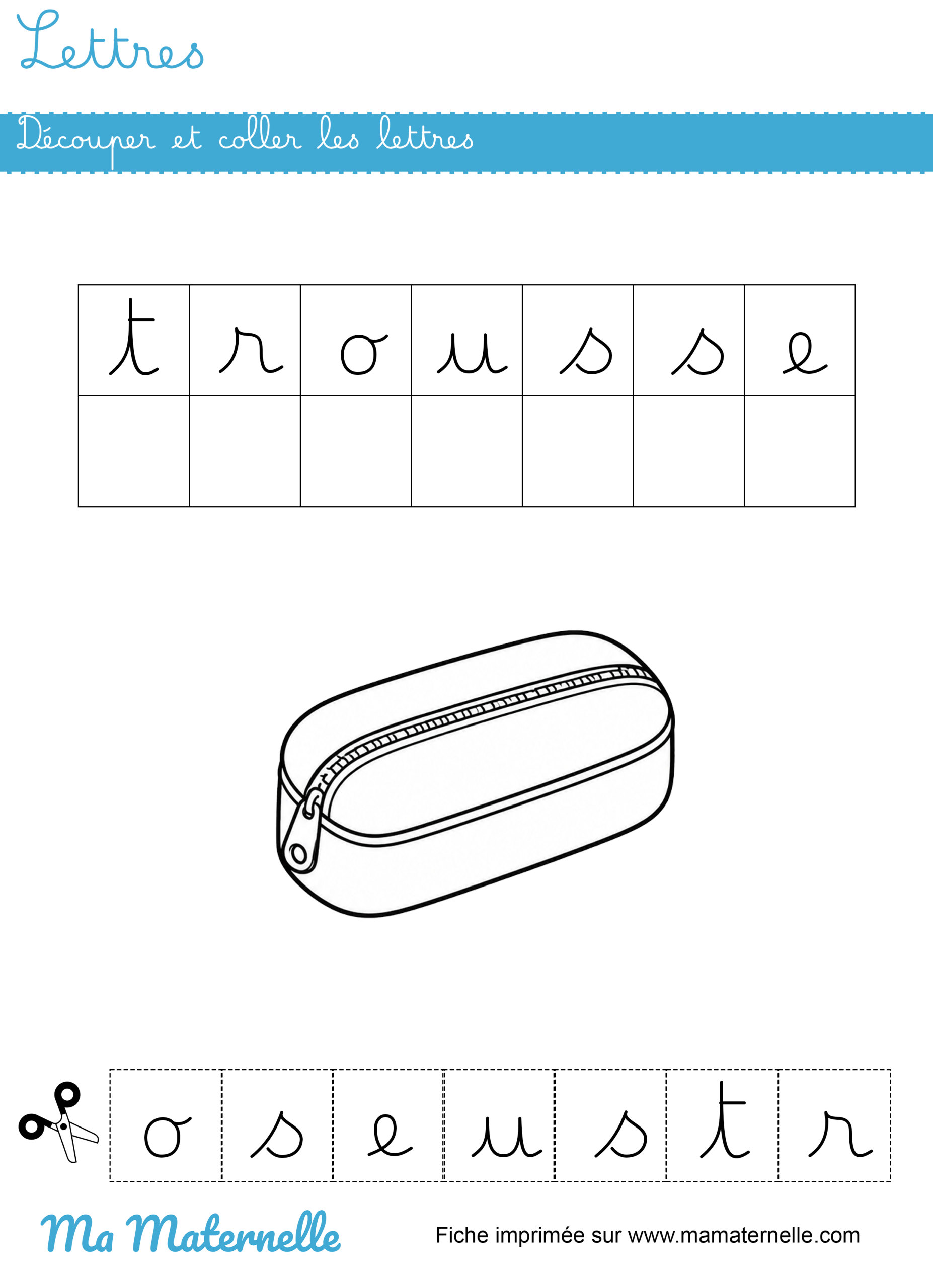 Grande section - Lettres : découper et coller les lettres