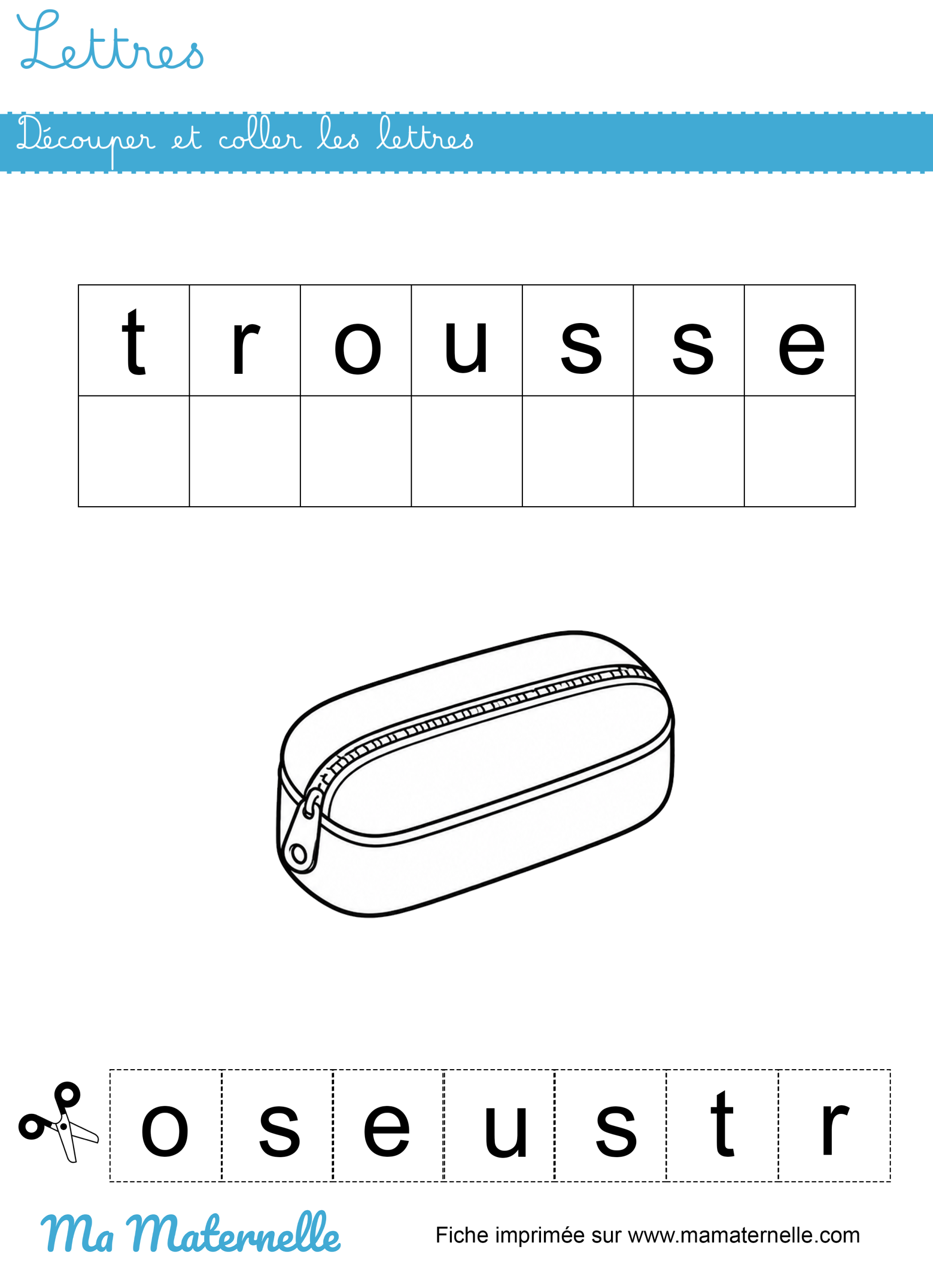 Moyenne section - Lettres : découper et coller les lettres