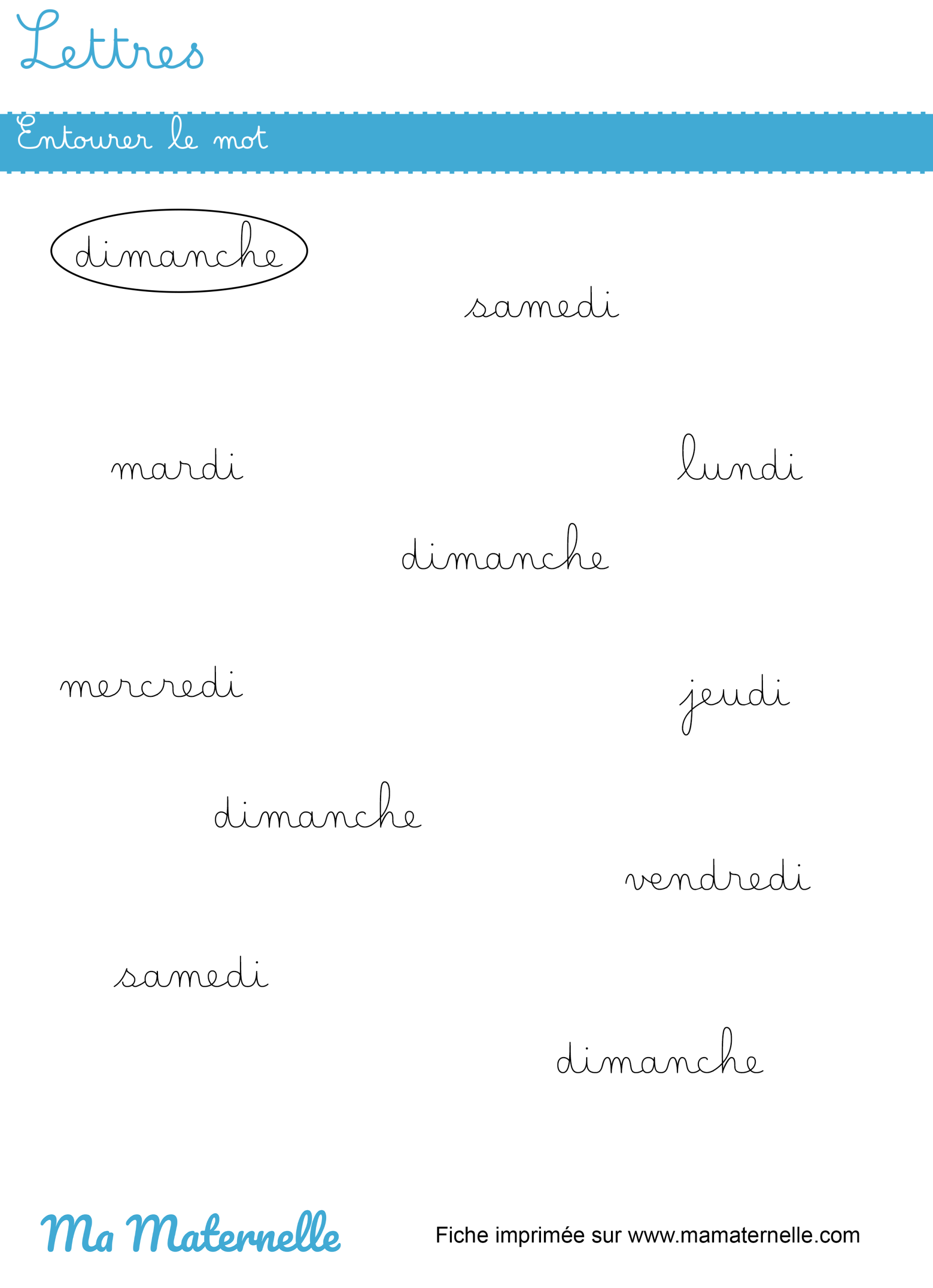 Grande section - Lettres : entourer le mot
