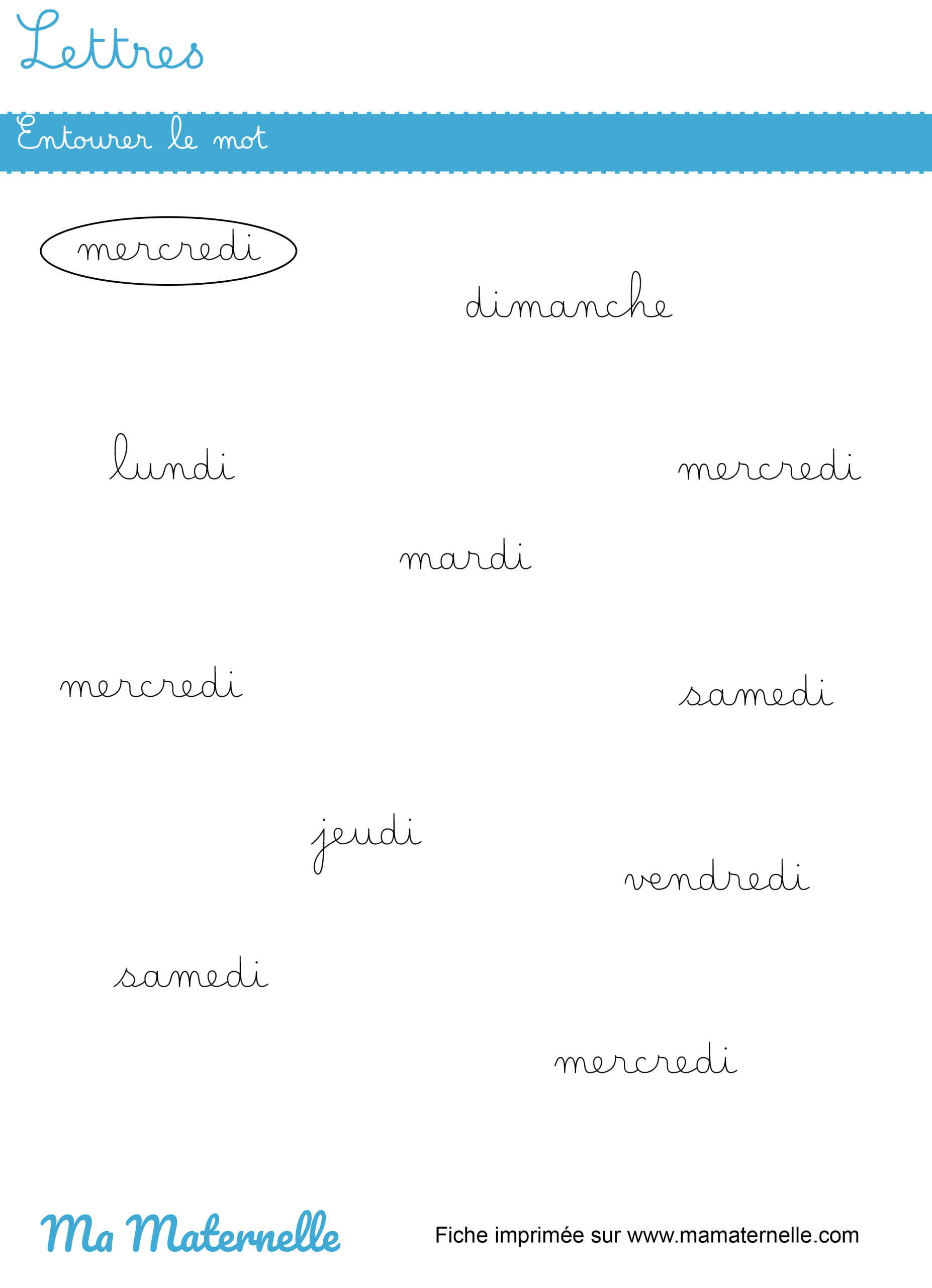 Grande section - Lettres : entourer le mot
