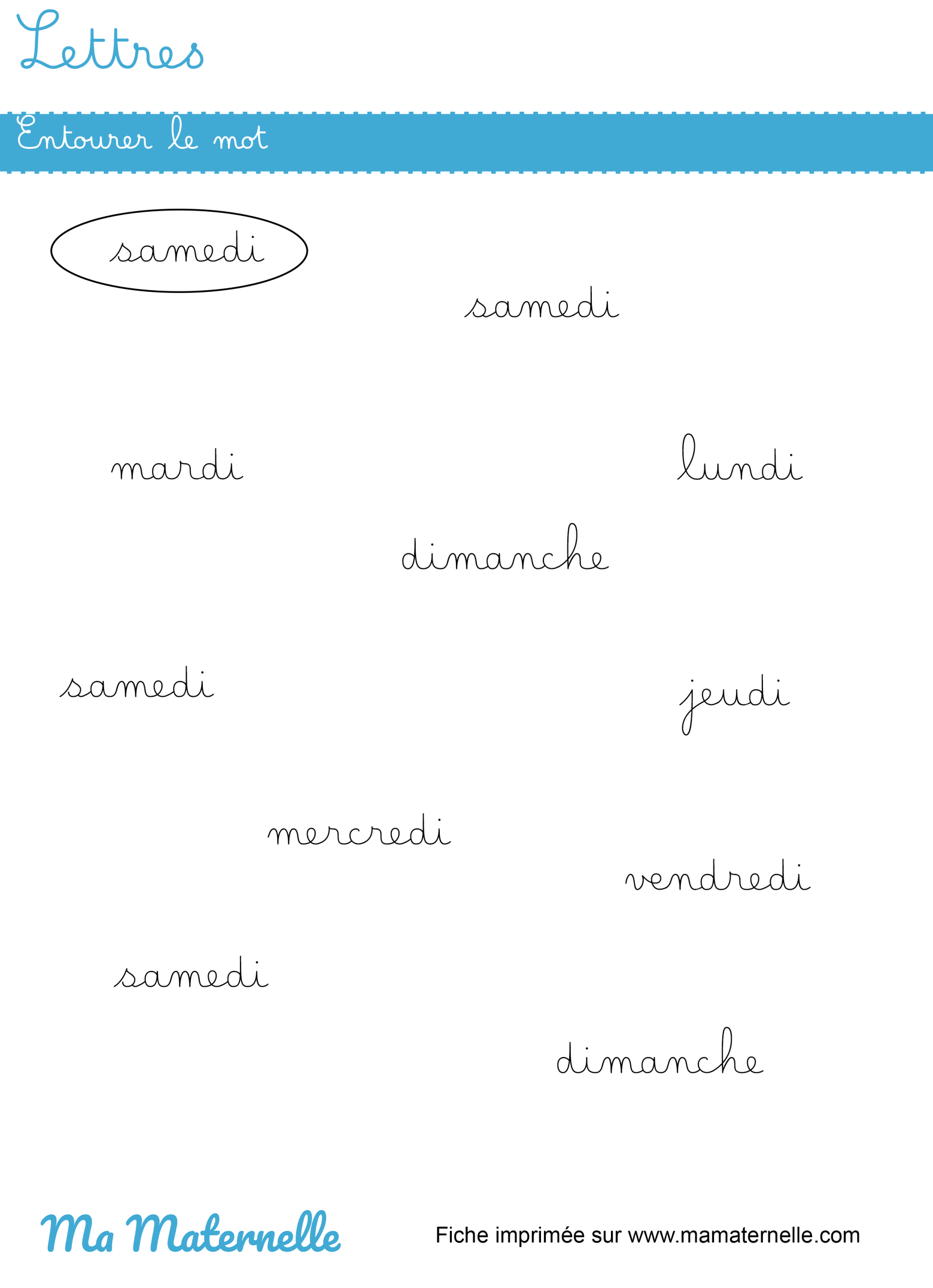 Grande section - Lettres : entourer le mot