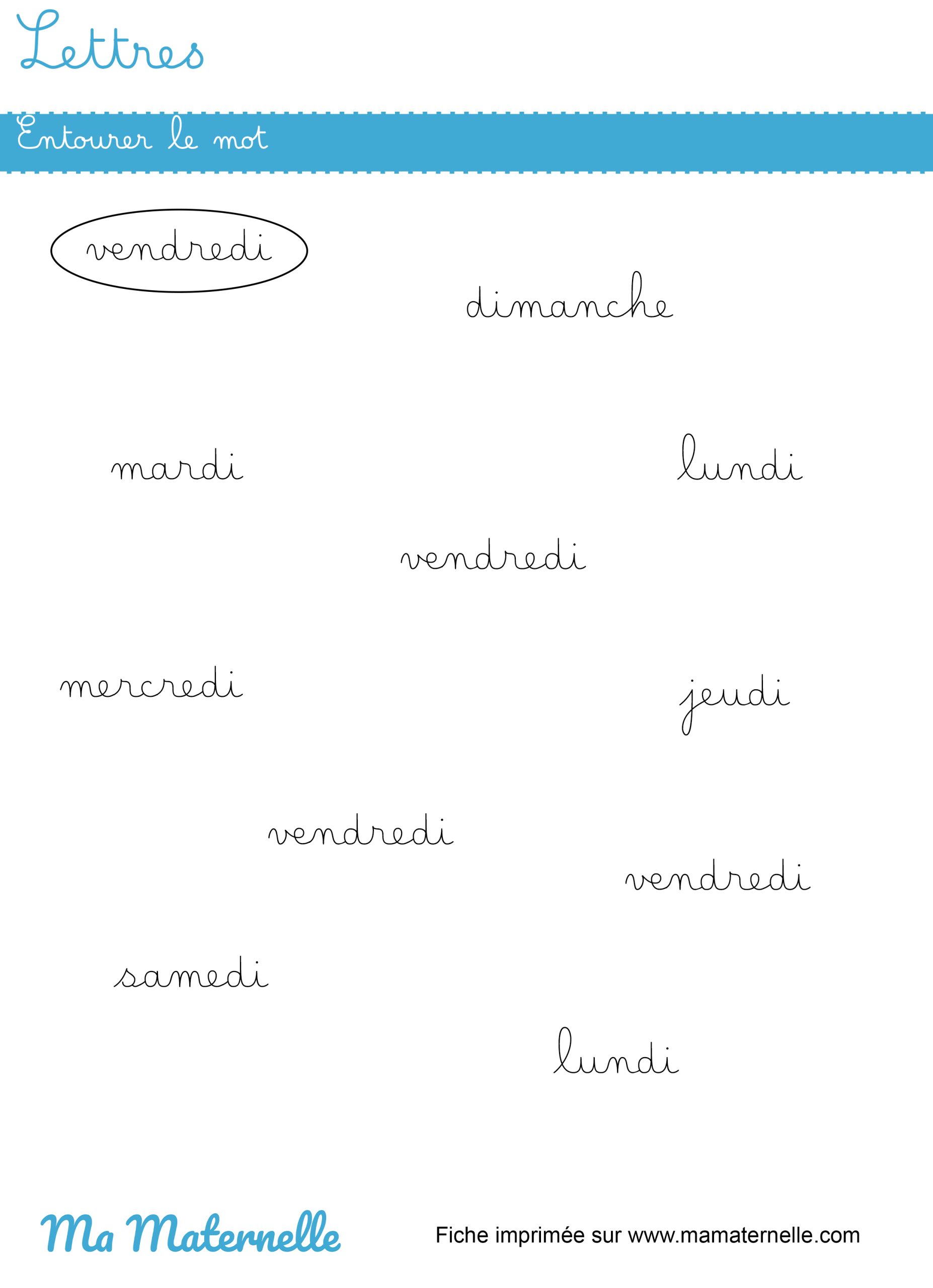 Grande section - Lettres : entourer le mot