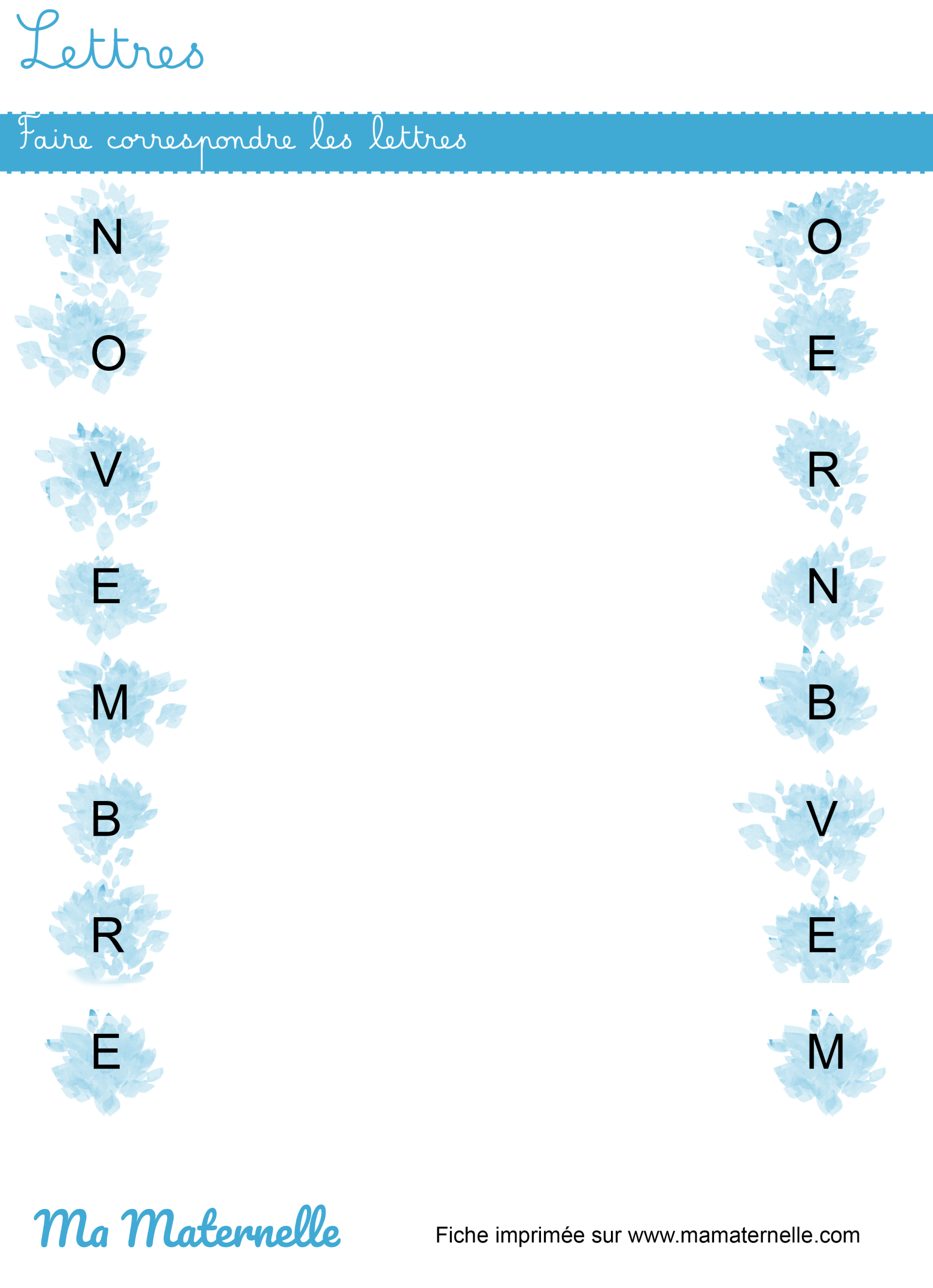 Moyenne section - Lettres : faire correspondre les lettres