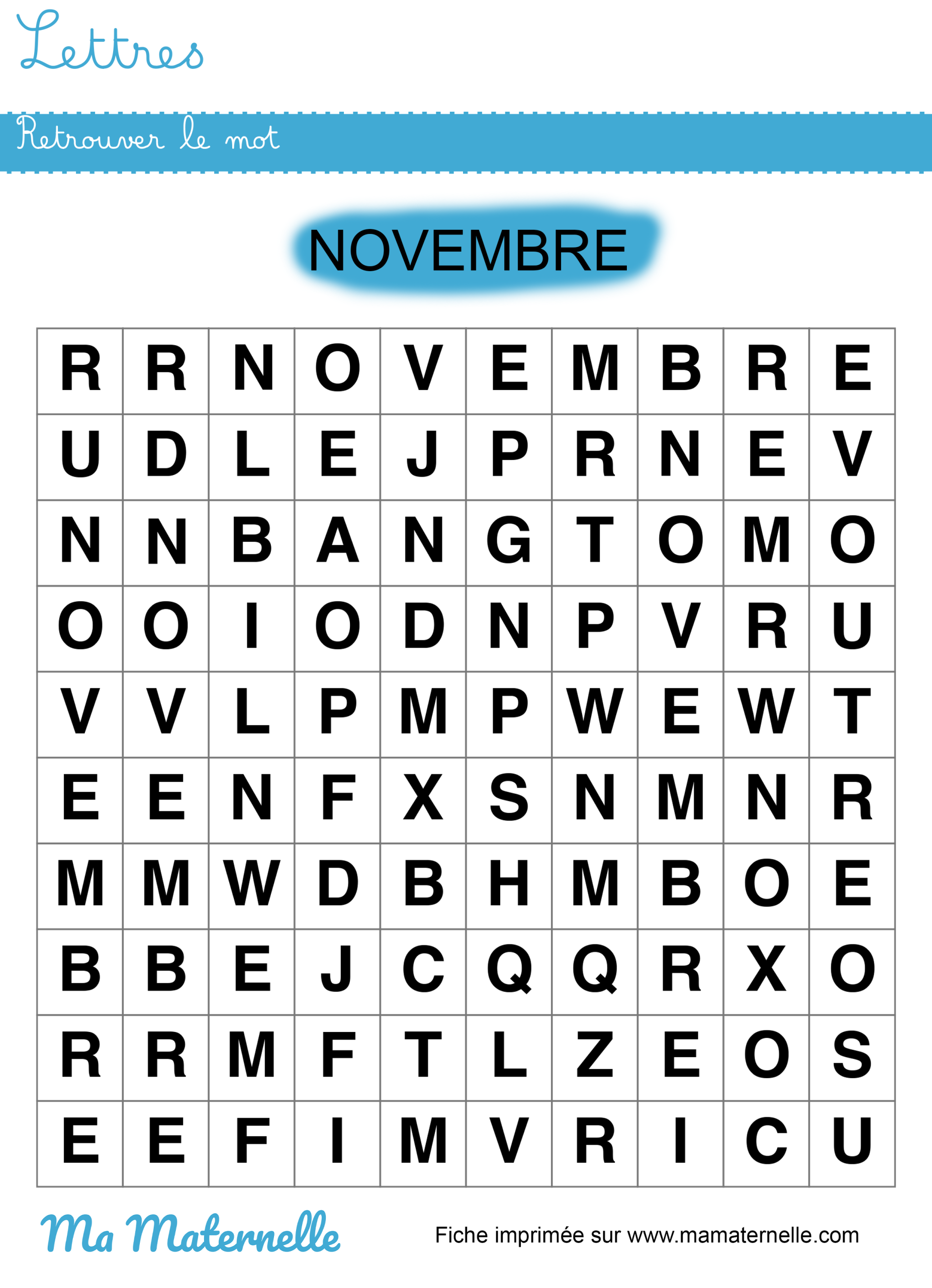 Grande section - Lettres : retrouver le mot