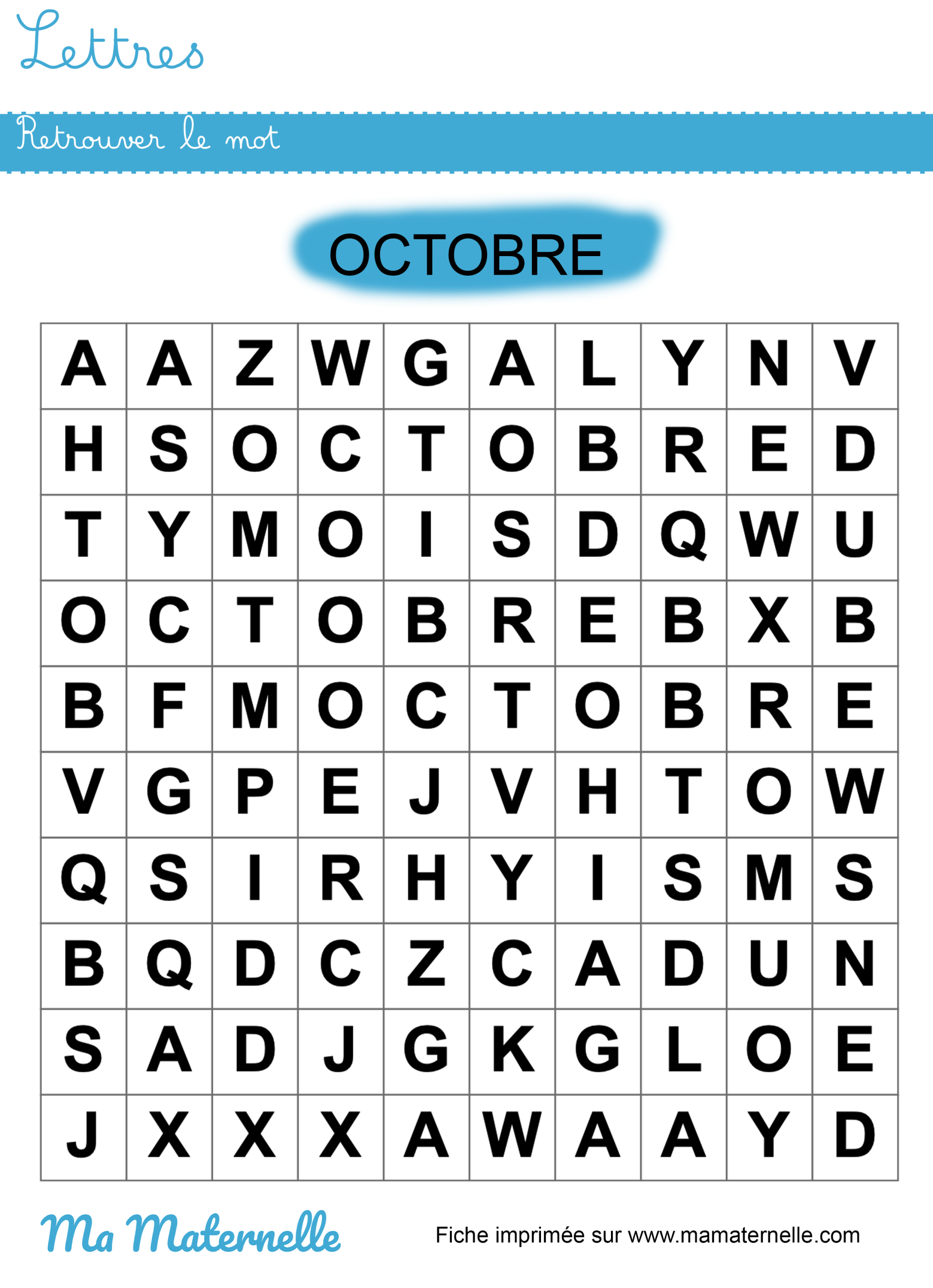 Grande section - Lettres : retrouver le mot