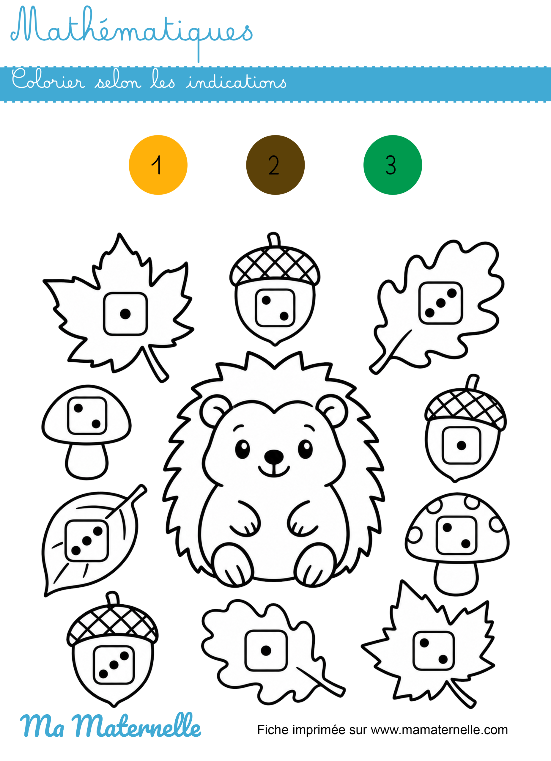 Moyenne section - Mathématiques : colorier selon les indications