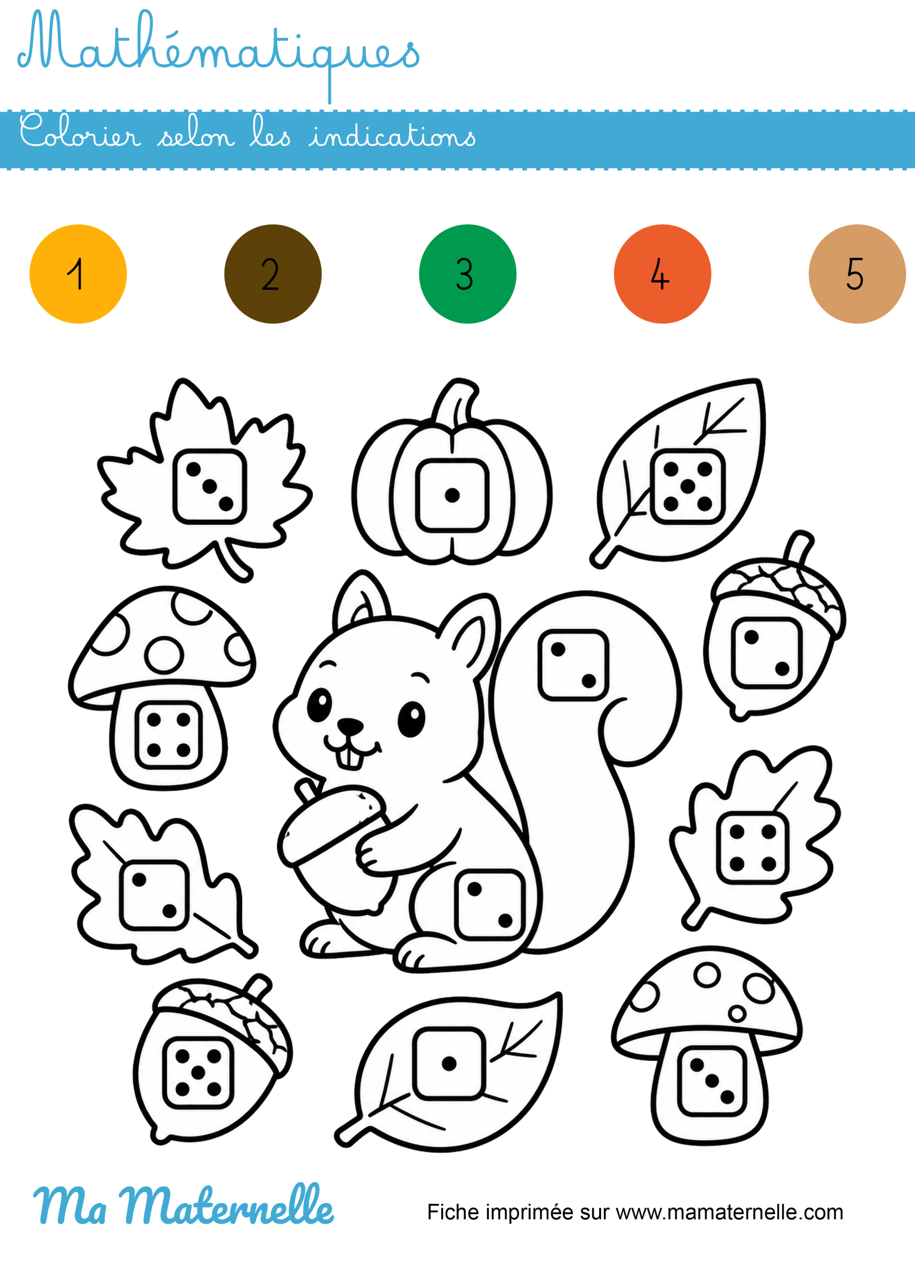 Moyenne section - Mathématiques : colorier selon les indications