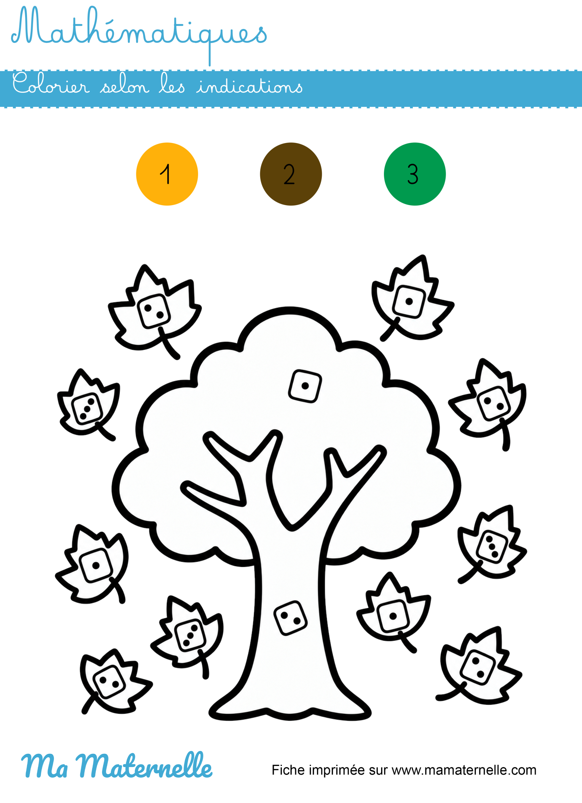 Moyenne section - Mathématiques : colorier selon les indications