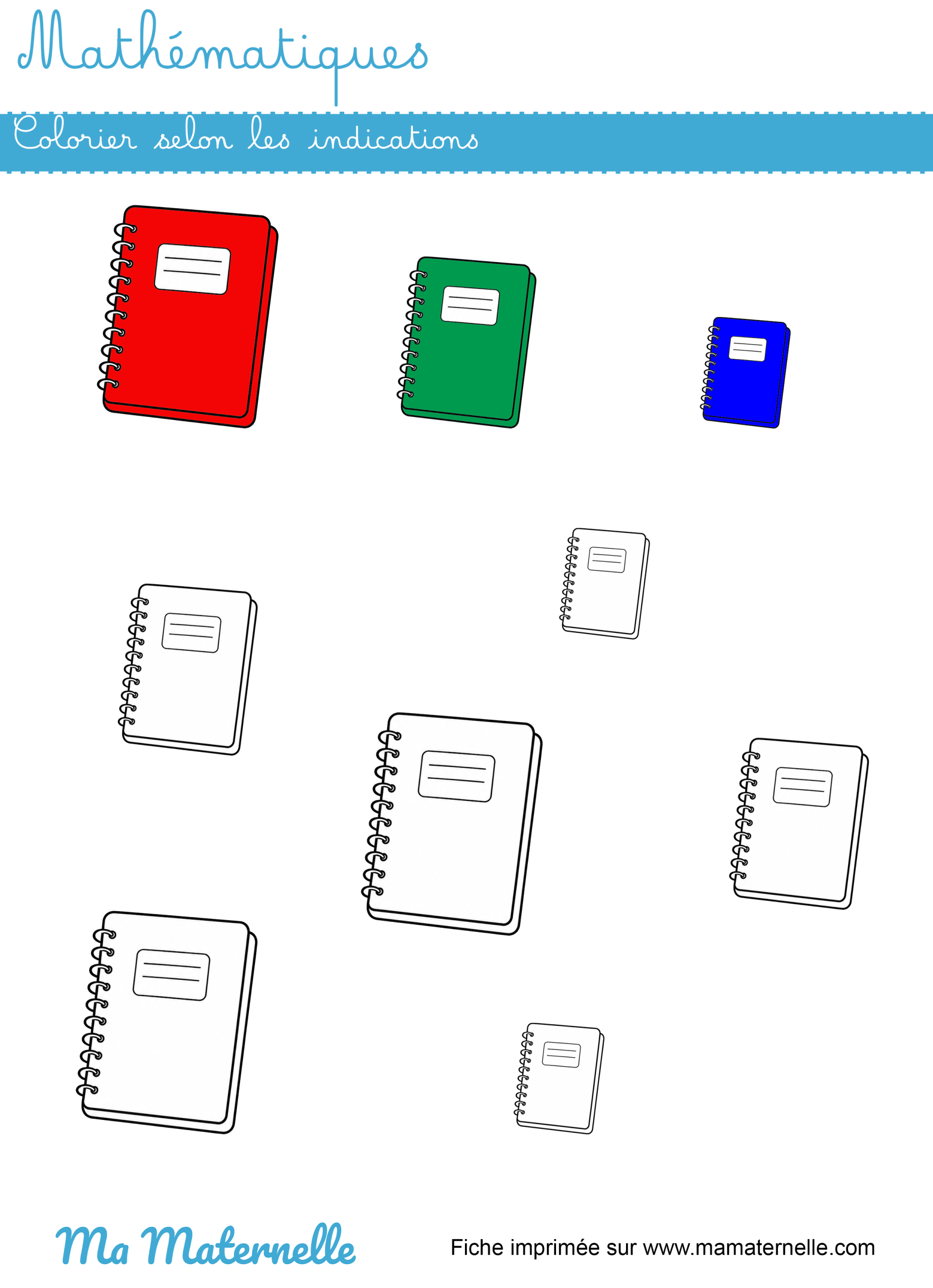 Moyenne section - Mathématiques : colorier selon les indications