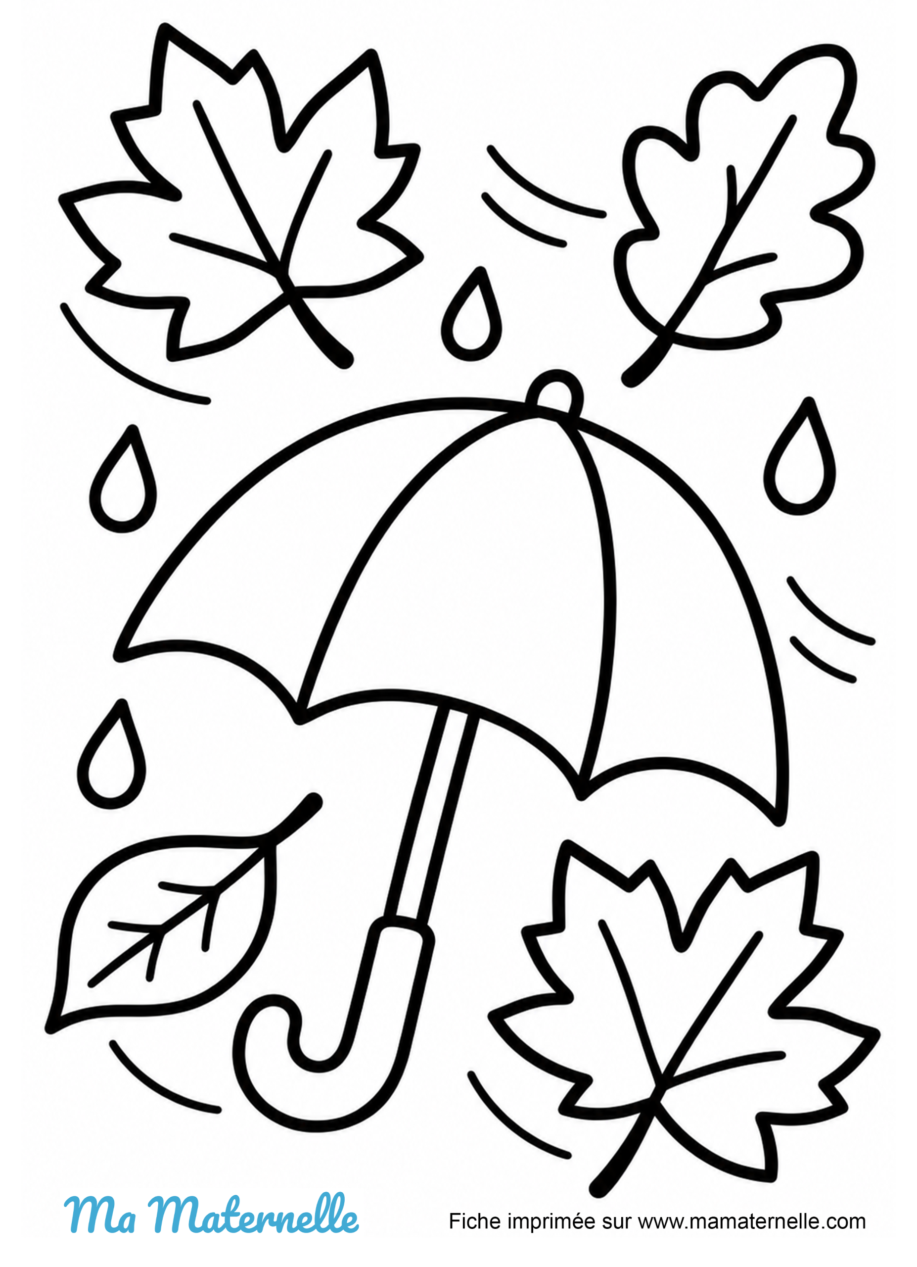 Activités - Coloriage d’automne avec parapluie et feuilles